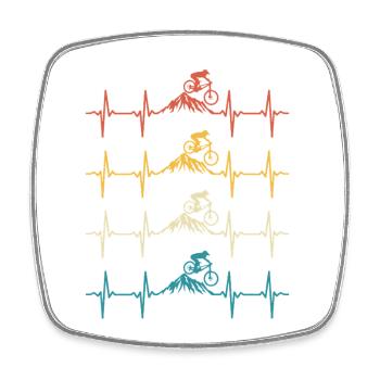 Mountain Bike Heartbeat Retro Mountain Bike - Square fridge magnet - white - Front