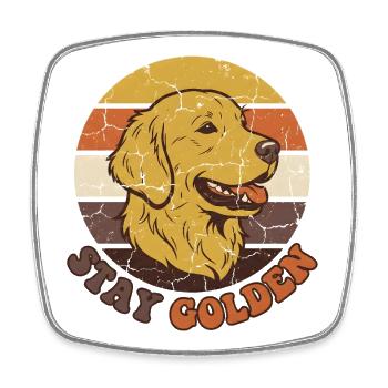 Retro Stay Golden Retriever Mom Vintage Sunset - Magnet carré - blanc - Devant
