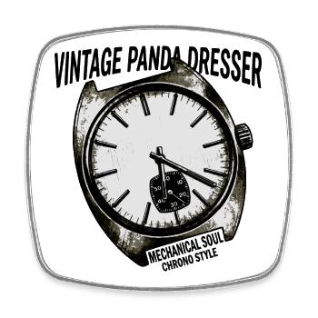 Vintage Chrono Watch Graphic - Square fridge magnet - white - Front