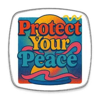 Protect Your Peace Retro Sunset - Viereckiger Kühlschrankmagnet - Weiß - Vorne