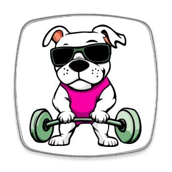 Fitness Dog - Square fridge magnet - white - Front