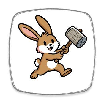 Rabbit with hammer: Building with heart - Square fridge magnet - white - Front