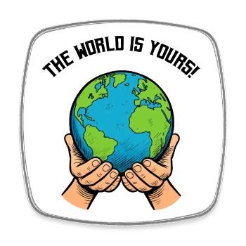 Hands Holding Earth – Global Responsibility - Square fridge magnet - white - Front