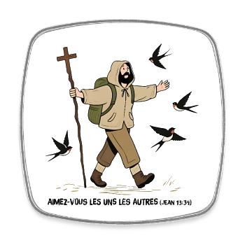 Pilgrim, Love one another - Square fridge magnet - white - Front