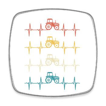 Tracteur retro heartbeat agriculteur - Magnet carré - blanc - Devant