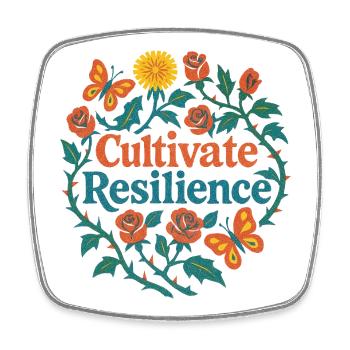 Kultiviere Resilienz Floral Heart - Viereckiger Kühlschrankmagnet - Weiß - Vorne