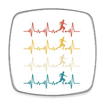 Football Retro Heartbeat footballer - Magnet carré - blanc - Devant