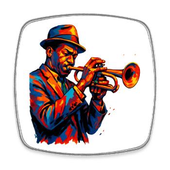 Jazz – Trompete – Musik - Viereckiger Kühlschrankmagnet - Weiß - Vorne