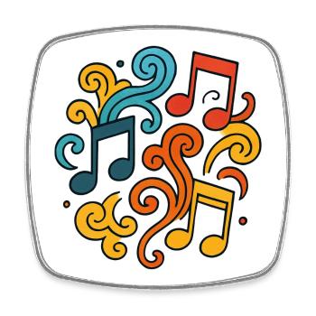 Colorful musical notes - Square fridge magnet - white - Front