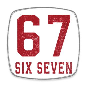 67 Six Seven  - Viereckiger Kühlschrankmagnet - Weiß - Vorne