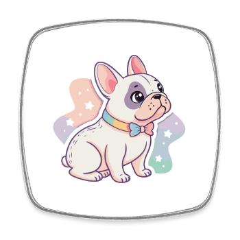 Bulldog pastel au nœud papillon - Magnet carré - blanc - Devant