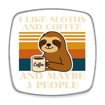 Sloth Coffee Saying Retro Humor Sloth Animal - Square fridge magnet - white - Front