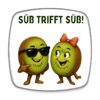 Sweet meets kiwi duo - Square fridge magnet - white - Front