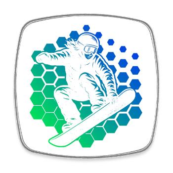 Motif de snowboard frais pour snowboard - Magnet carré - blanc - Devant