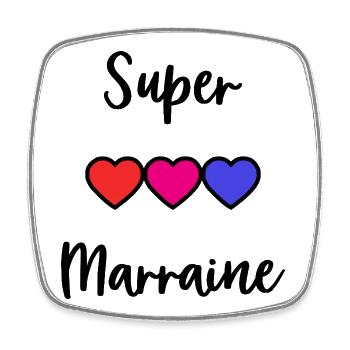 MARRAINE, SUPER MARRAINE, PARRAIN, FILLEUL - Magnet carré - blanc - Devant