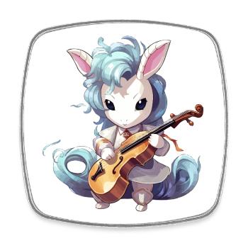 Violine spielendes Einhorn - Viereckiger Kühlschrankmagnet - Weiß - Vorne
