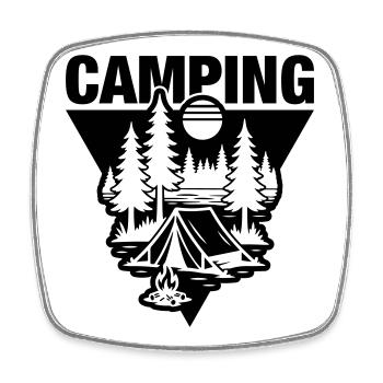 Camping sous tente Symbole de la nature - Magnet carré - blanc - Devant