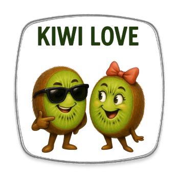 Kiwi Liebe Duo - Viereckiger Kühlschrankmagnet - Weiß - Vorne