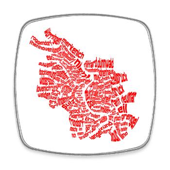 Cologne - 86 Veedel Rut un Wiess - Square fridge magnet - white - Front