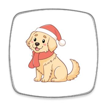 Hund Weihnachtswarme Zeichnung - Viereckiger Kühlschrankmagnet - Weiß - Vorne