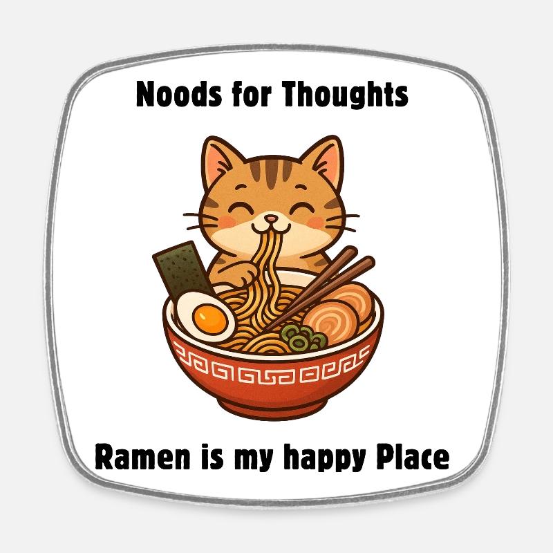 Cute Ramen Cat – Funny Noodle Cat Shirt - Square fridge magnet - white