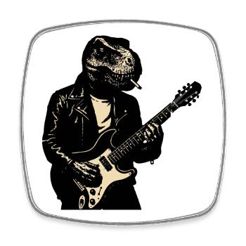 Tyranno Rocker Dino Guitarist - Square fridge magnet - white - Front