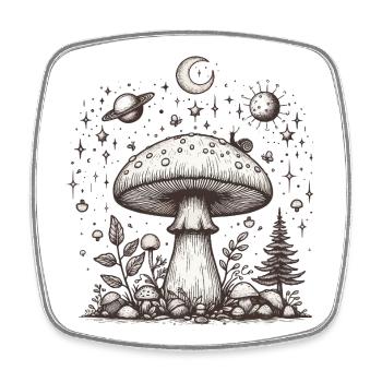 Fliegenpilz Mushroom Psilo - Viereckiger Kühlschrankmagnet - Weiß - Vorne
