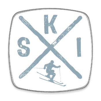 Ski, Après Ski, Winter sports, Ski packages - Square fridge magnet - white - Front
