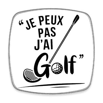 J'peux pas j'ai Golf - Magnet carré - blanc - Devant