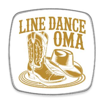 Line Dance Oma Boots Hat - Viereckiger Kühlschrankmagnet - Weiß - Vorne
