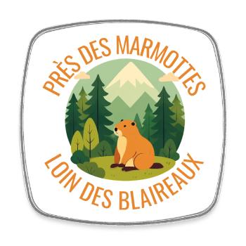 Alpine Marmot in the Forest - Square fridge magnet - white - Front