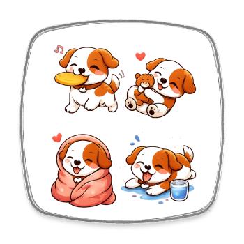 Adorable and Tender Cartoon Puppies - Square fridge magnet - white - Front