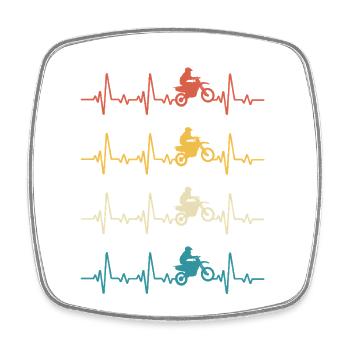 Dirt Bike Rider Motocross Heartbeat Dirt Biking - Square fridge magnet - white - Front