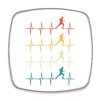 Cadeau rétro de Running Heartbeat pour les amateurs de course - Magnet carré - blanc - Devant