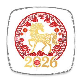 Year of the Horse 2026 Gold Chinese New Year - Square fridge magnet - white - Front