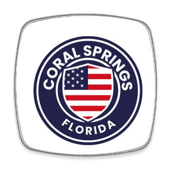 Coral Springs Flag Crest - Square fridge magnet - white - Front