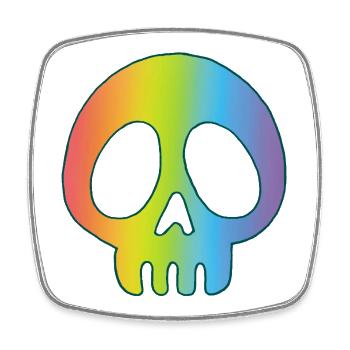Multicolored skull - Square fridge magnet - white - Front