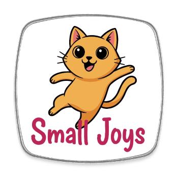 Petit chaton de joie Saut - Magnet carré - blanc - Devant