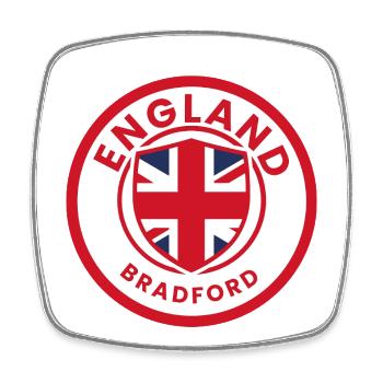 England Bradford Round Abzeichen - Viereckiger Kühlschrankmagnet - Weiß - Vorne