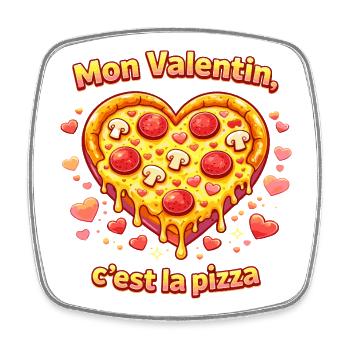 Mein Valentinstag ist Pizza Saint V lustiges T-Shirt - Viereckiger Kühlschrankmagnet - Weiß - Vorne