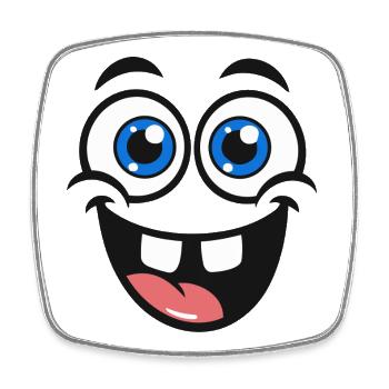Naughty Cartoon Face – One Eye & Tongue Out - Square fridge magnet - white - Front