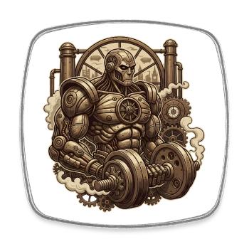 Steampunk Muskeln - Viereckiger Kühlschrankmagnet - Weiß - Vorne
