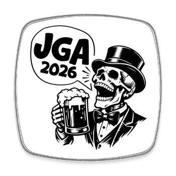 Jga 2026 Bachelor Party Skull - Square fridge magnet - white - Front