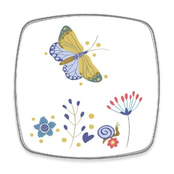 Mosaïque de Fleurs de Papillon - Magnet carré - blanc - Devant