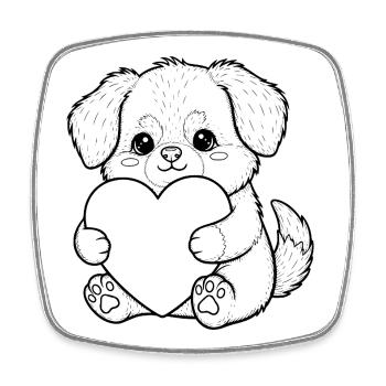 Puppy with heart - cute dog motif to fall in love with - Square fridge magnet - white - Front