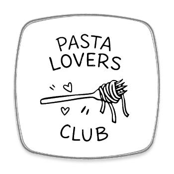 Pasta Lovers Club Minimal Food Statement - Square fridge magnet - white - Front