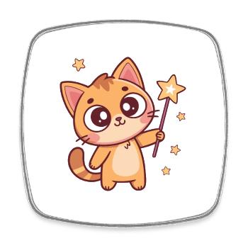 Star Wizard Cat - Square fridge magnet - white - Front