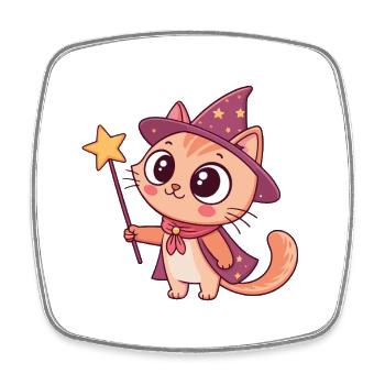 Pastel Magician Kitten - Square fridge magnet - white - Front