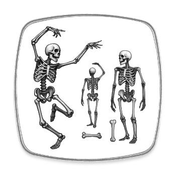 SKELETONS DANCER #1 - black & white - Magnet carré - blanc - Devant