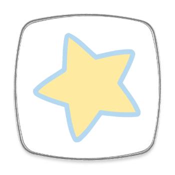 Pastel star with blue outline - Square fridge magnet - white - Front